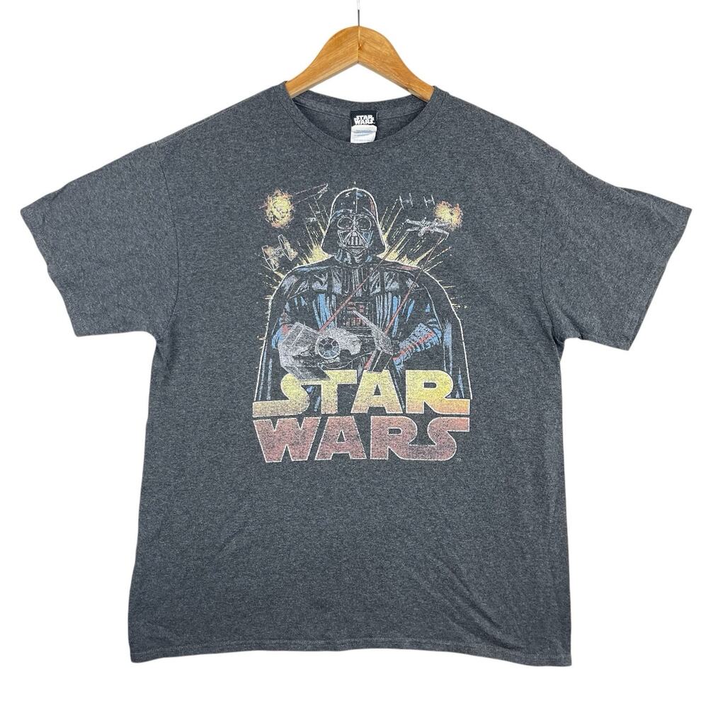 Vintage Star Wars Explosion Darth Vader Mens L Grey T Shirt Delta Pro Weight Y2K - Picture 10 of 10